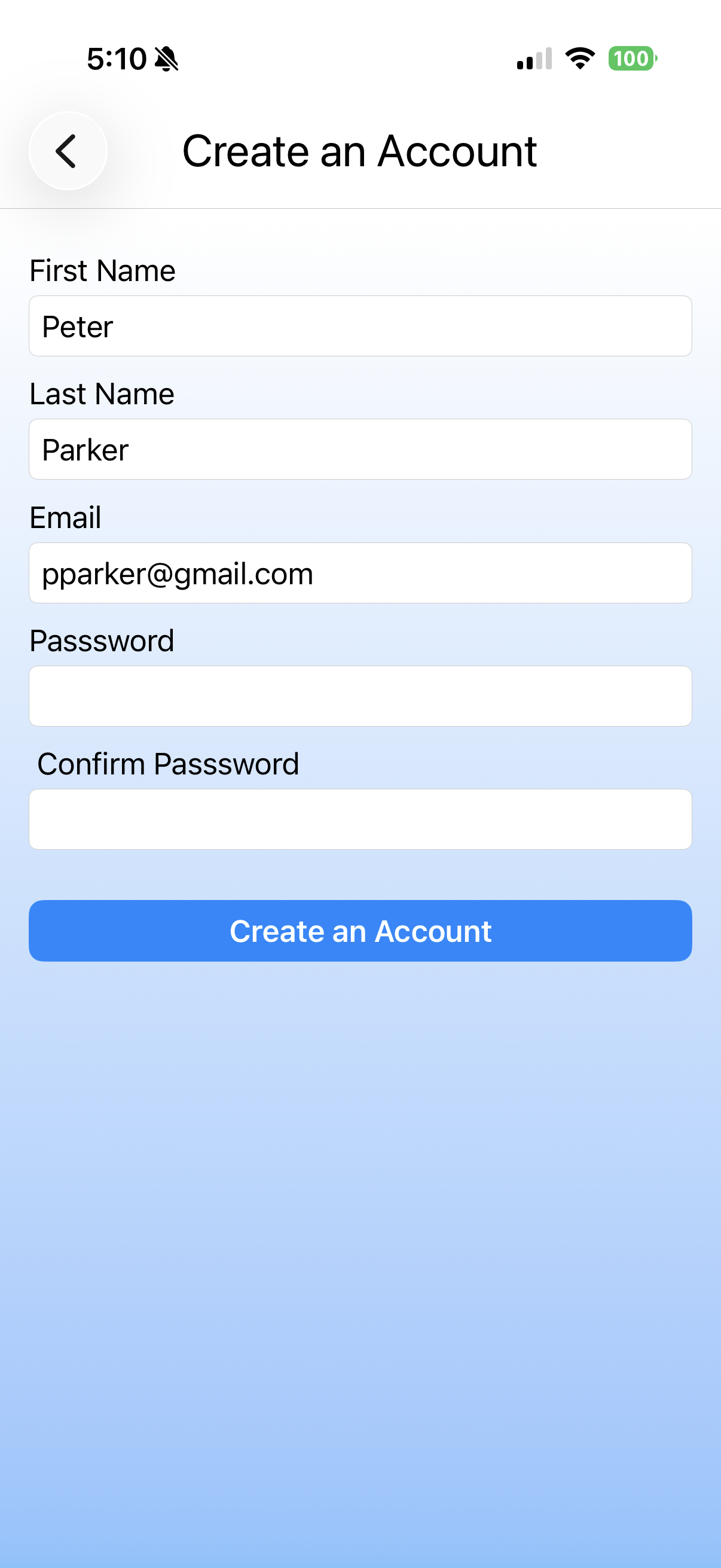 Creating an account.